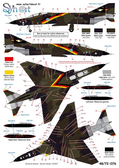 Syhart Decal 48076 1:48 McDonnell F-4F + RF-4E Phantom II '45Y WTD-61' 2002 + 'Last Klick' 1995