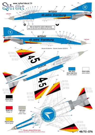 Syhart Decal 48076 1:48 McDonnell F-4F + RF-4E Phantom II '45Y WTD-61' 2002 + 'Last Klick' 1995
