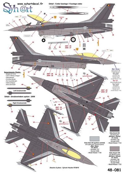 Syhart Decal 48081 1:48 F-16AM Falcon FA-131 'Solo Display 2007-2008' Belgian Air Force