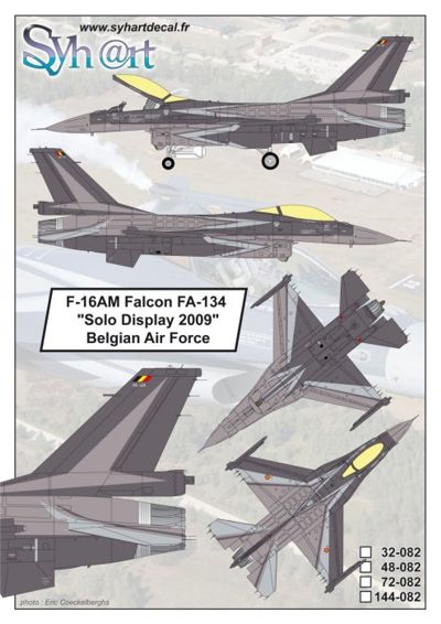 Syhart Decal 48082 1:48 F-16AM Falcon FA-134 'Solo Display 2009' Belgian Air Force