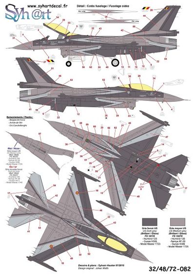 Syhart Decal 48082 1:48 F-16AM Falcon FA-134 'Solo Display 2009' Belgian Air Force