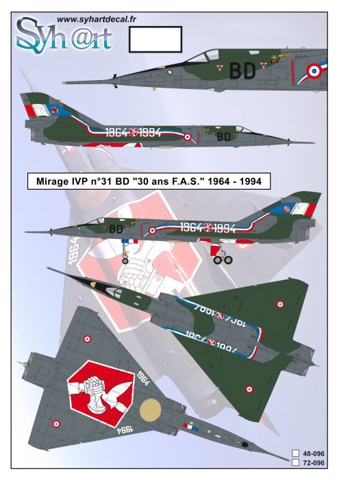Syhart Decal 48096 1:48 Dassault-Mirage IVP n°31 BD '30ans FAS' 1964-1994