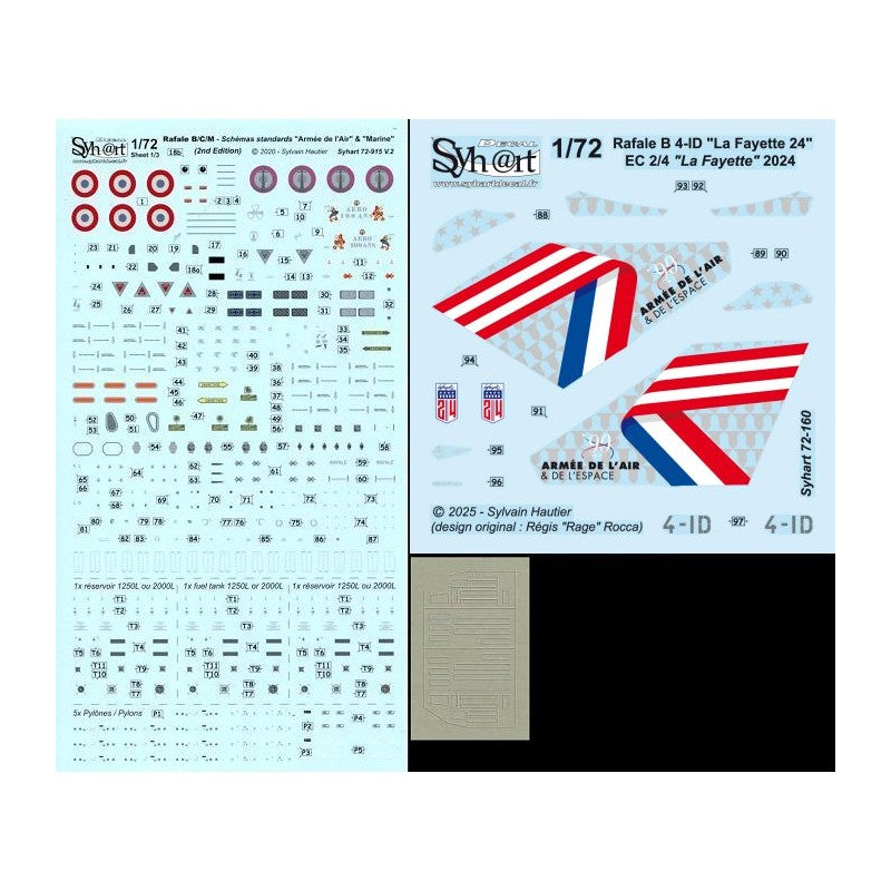 Syhart Decal 48160 1:48 Dassault Rafale B 4-ID 'La Fayette 24' EC 2/4 La Fayette 2024