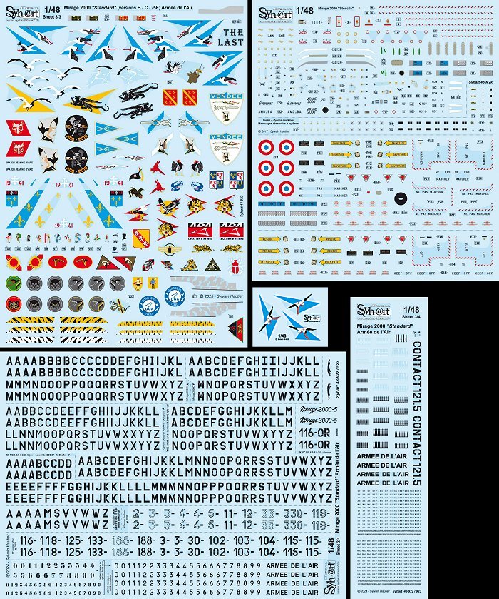 Syhart Decal 48-922 1:48 Dassault Mirage 2000 'standard' (Blue Mirage : B/C/-5F) ArmÃ©e de l'Air.