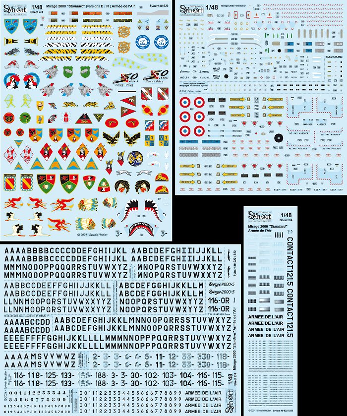 Syhart Decal 48-923 1:48 Dassault Mirage 2000 'standard' (Green Mirage : D/N) ArmÃ©e de l'Air