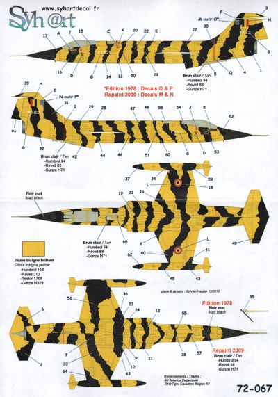 Syhart Decal 72-067 1:72 Lockheed F-104G Starfighter FX-52 'Tigermeet 1978' 31Sqn.