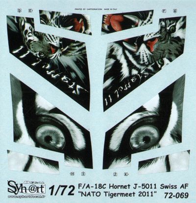 Syhart Decal 72069 1:72 F/A-18C Hornet Swiss Air Force J-5011, NATO Tigermeet 2011