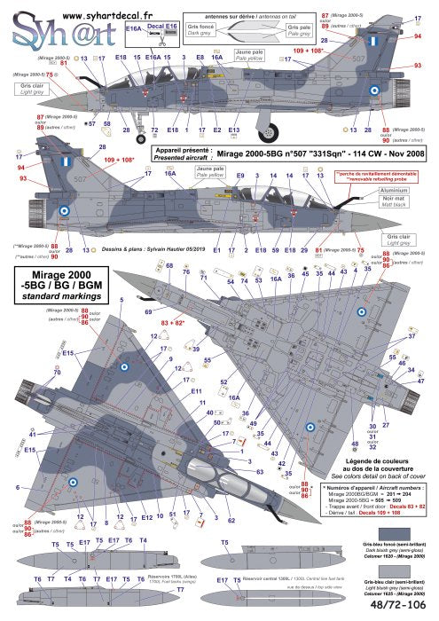 Syhart Decal 72-106 1:72 Dassault_Mirage 2000EG/EGM, BG/BGM, -5EG, -5BG 'Hellenic Air Force'