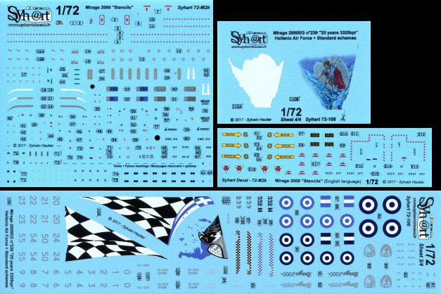 Syhart Decal 72-106 1:72 Dassault_Mirage 2000EG/EGM, BG/BGM, -5EG, -5BG 'Hellenic Air Force'