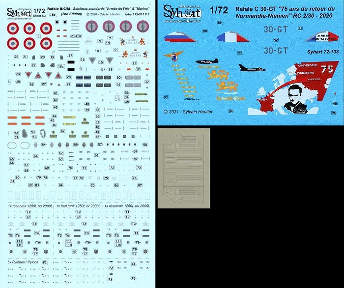 Syhart Decal 72133 1:72 Dassault Rafale C 30-GT '75 ans retour en France du Normandie-Niemen' RC 2/30 ' 2020