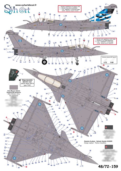 Syhart Decal 72-159 1:72 Dassault Rafale EG #451 'Ramstein Flag 2024' Hellenic Air Force