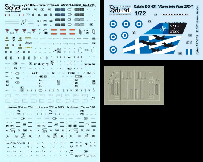 Syhart Decal 72-159 1:72 Dassault Rafale EG #451 'Ramstein Flag 2024' Hellenic Air Force