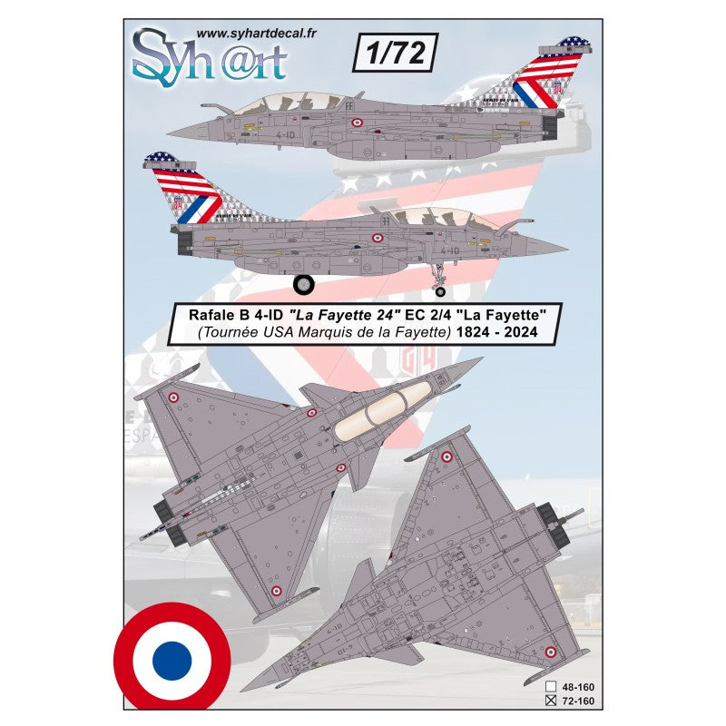 Syhart Decal 72160 1:72 Dassault Rafale B 4-ID 'La Fayette 24' EC 2/4 La Fayette 2024.