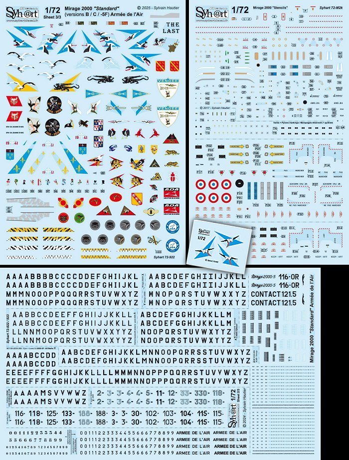 Syhart Decal 72-922 1:72 Dassault_Mirage 2000 'standard' (Blue Mirage : B/C/-5F) ArmÃ©e de l'Air