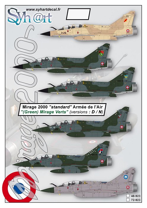 Syhart Decal 72-923 1:72 Dassault_Mirage 2000 'standard' (Green Mirage : D/N) ArmÃ©e de l'Air