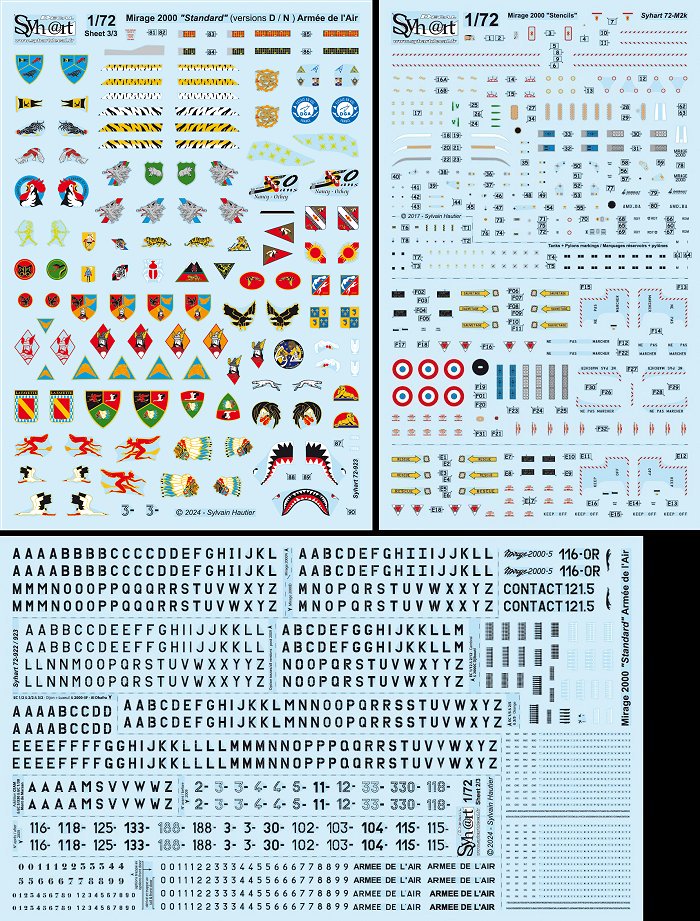 Syhart Decal 72-923 1:72 Dassault_Mirage 2000 'standard' (Green Mirage : D/N) ArmÃ©e de l'Air