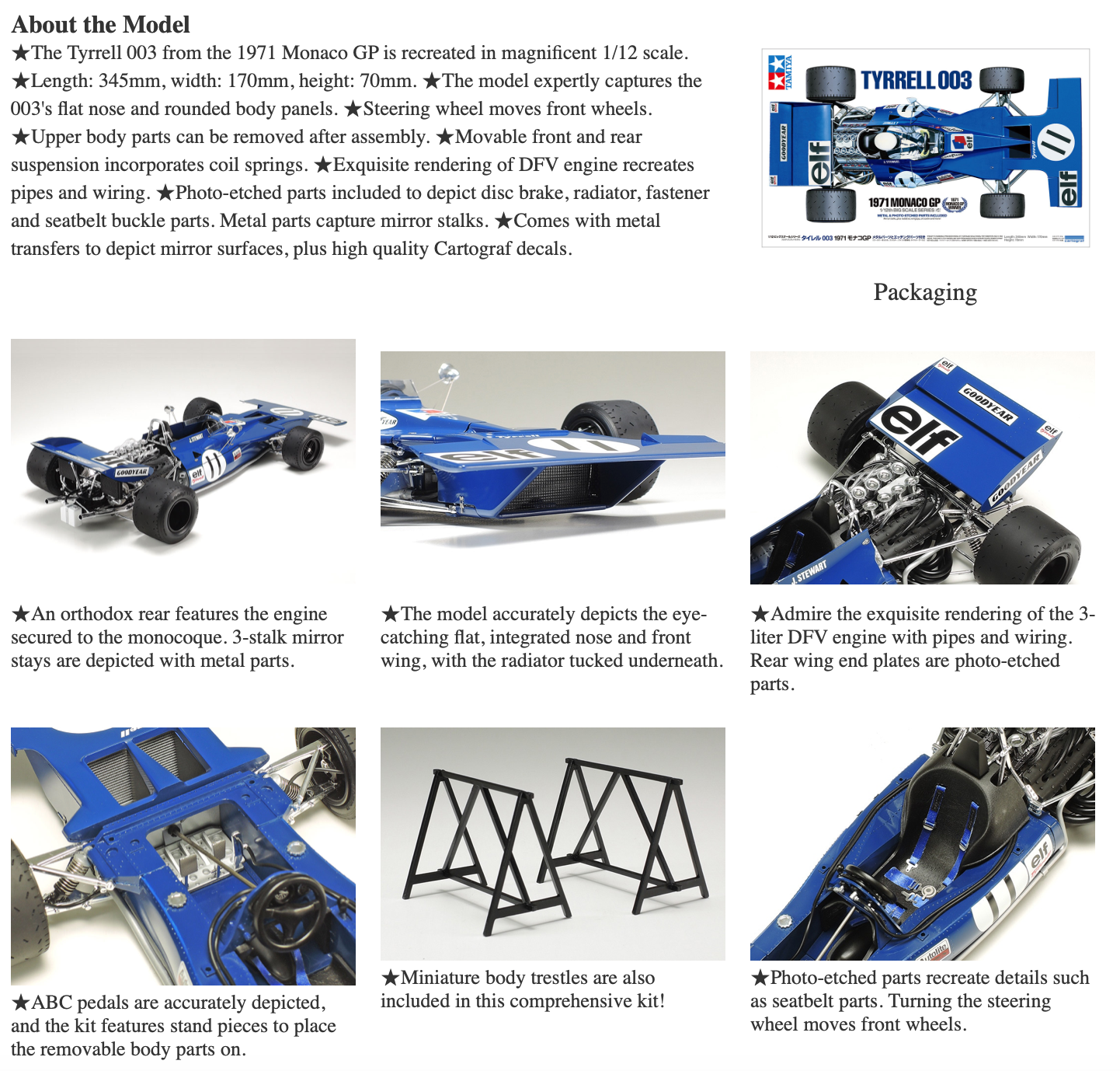 Tamiya 12054 1:12 Tyrrell 003 1971 Monaco GP