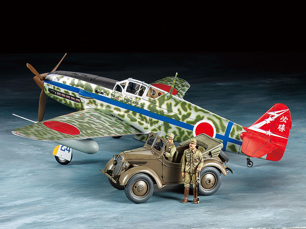 Tamiya 25203 1:48 Kawasaki Ki-61-Id Hien (Tony) & 4x4 Light Vehicle Kurogane Set