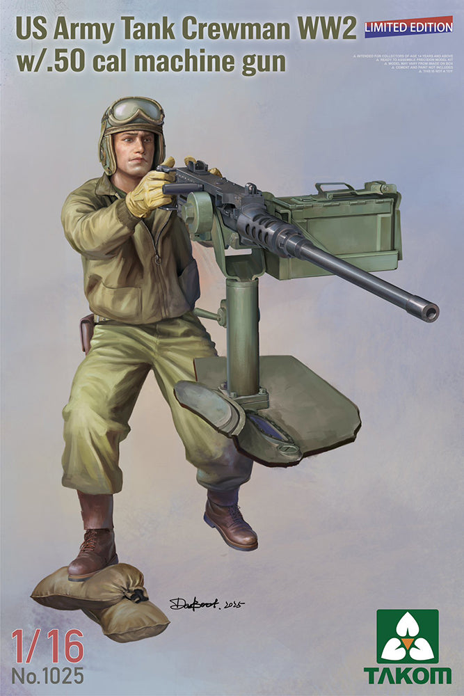 Takom 01025 1:16 US Army WW2 Tank Crewman with .50 cal Machine Gun Limited Edition