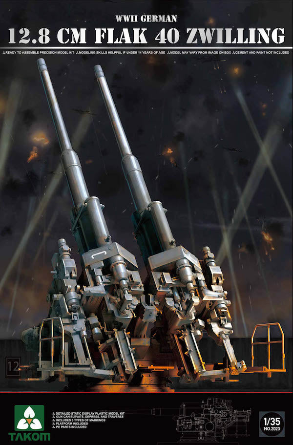 Takom 2023 1:35 WWII German 12.8cm FlaK 40 Zwilling