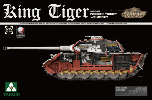 Takom 2046 1:35 Pz.Kpfw.VI King Tiger with Porsche Turret and Zimmerit and Interior.