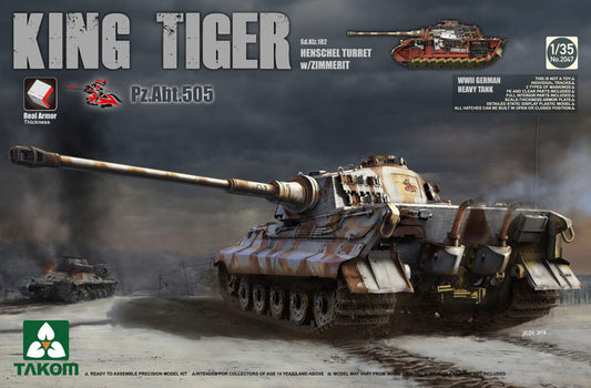 Takom 2047 1:35 Pz.Kpfw.VI King Tiger with Henschel Turret, Zimmerit and Interior, Special Edition PzAbt 505. German Heavy Tank Sd.Kfz.182 King Tiger,