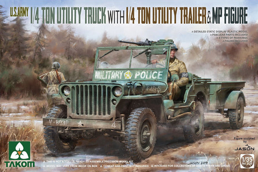 Takom 2126 1:35 U.S. Army ¼ton Utility Truck with ¼ton Utility Trailer + MP Figure