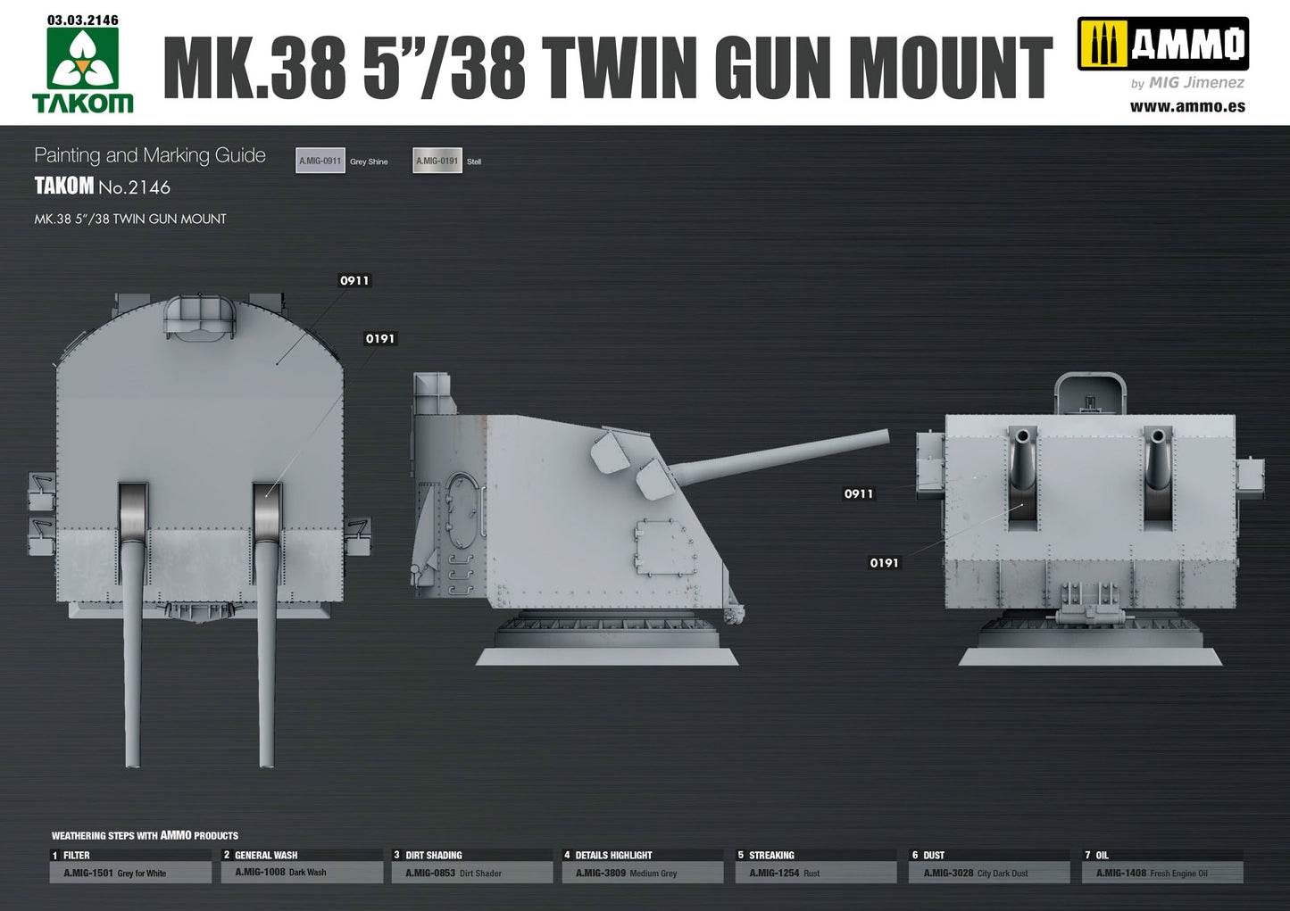 Takom 2146 1:35 Mk 38 5''/38 Twin Gun Mount