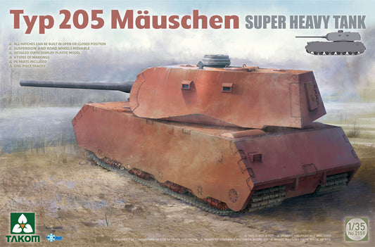 Takom 2159 1:35 German Typ 205 Mäuschen concept Super Heavy Tank Little Mouse 'Paper Panzer'.