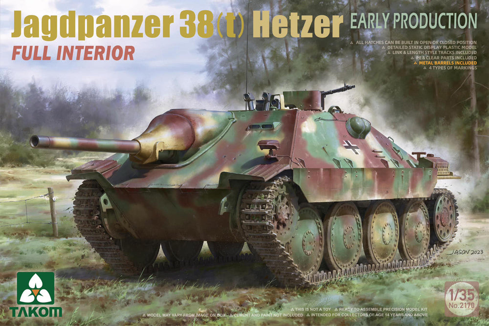 Takom 02170 1:35 German WWII Jagdpanzer 38(t) Hetzer with interior, Early Production