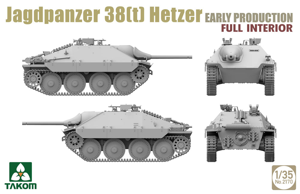 Takom 02170 1:35 German WWII Jagdpanzer 38(t) Hetzer with interior, Early Production