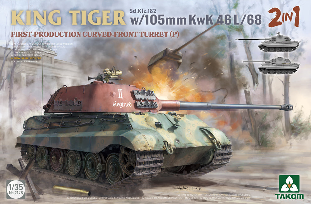 Takom 2178 1:35 Sd.Kfz.182 King Tiger (P) w/ 105mm KwK 46L/68 2 in 1