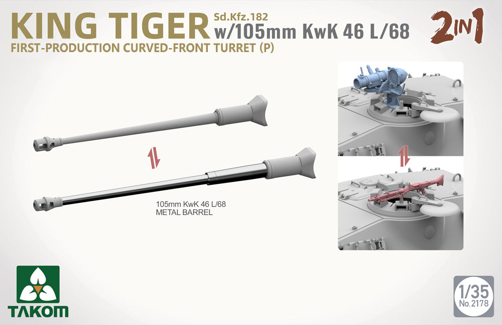 Takom 2178 1:35 Sd.Kfz.182 King Tiger (P) w/ 105mm KwK 46L/68 2 in 1