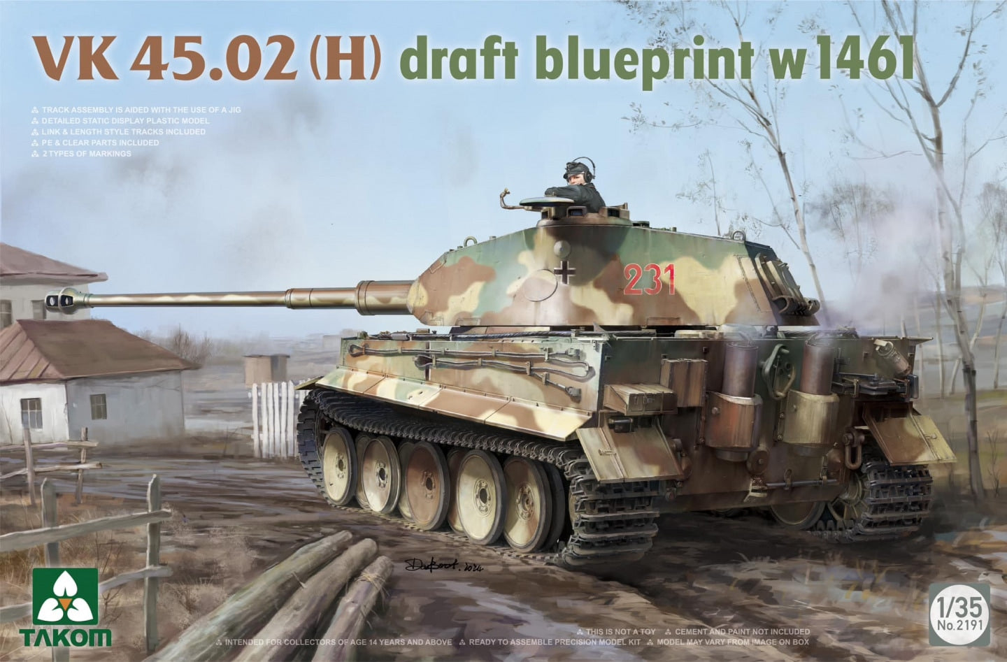 Takom 2191 1:35 VK 45.02 (H) 'Draft Blueprint w1461' Heavy Tank 3-in-1 German Army WWII