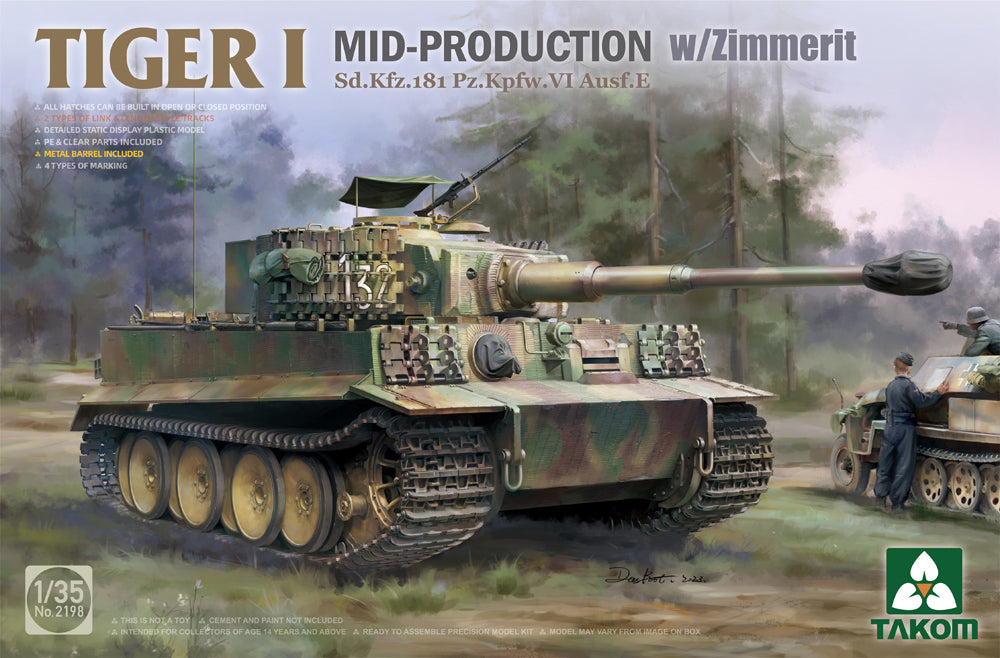 Takom 2198 1:35 Pz.Kpfw.VI Tiger I Mid-production with Zimmerit