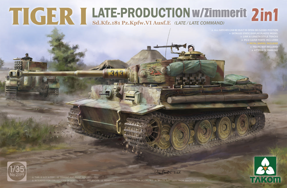 Takom 2199 1:35 Pz.Kpfw.VI Tiger I Late/Late Command w/ Zimmerit 2 in 1