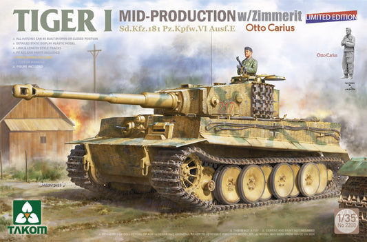 Takom 2200 1:35 Pz.Kpfw.VI Tiger I Mid production with Zimmerit & Otto Carius figure Limited Edition