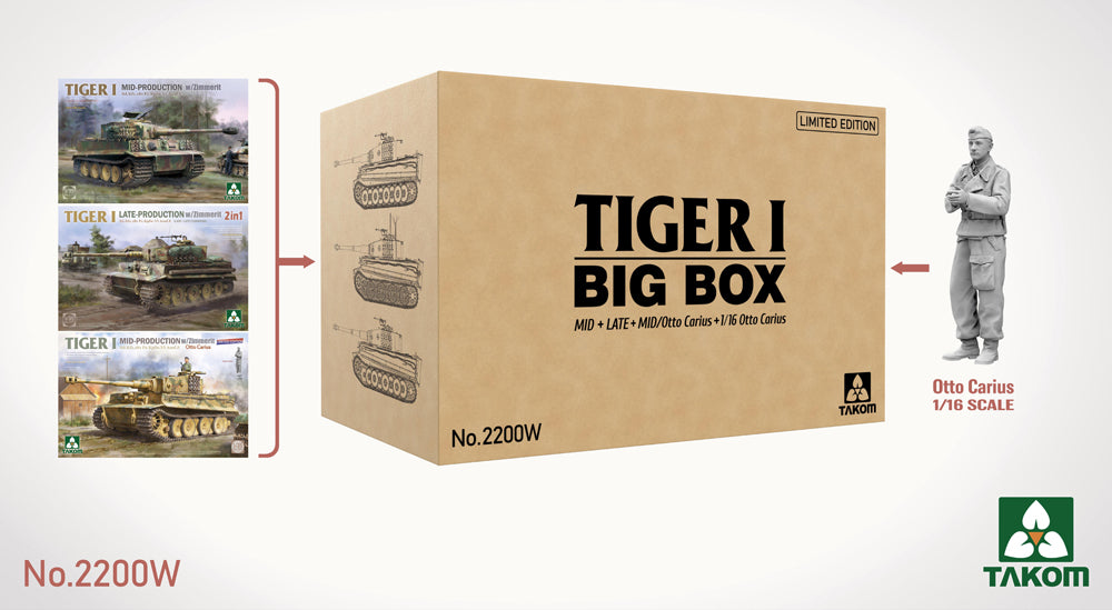 Takom 2200W 1:35 Pz.Kpfw.VI Tiger I Big Box Limited Edition (3 tanks 2 figures)