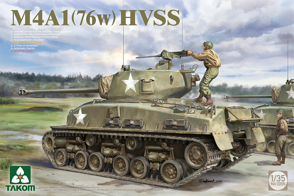 Takom 02205 1:35 US Army M4A1(76w) Sherman HVSS Medium Tank