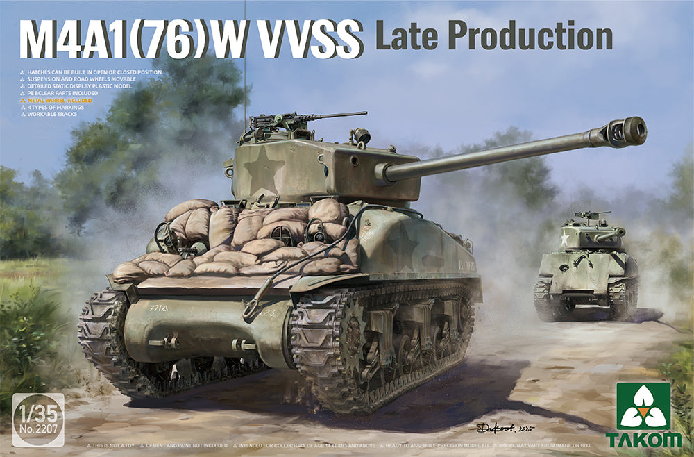 Takom 2207 1:35 US Army M4A1(76w) Sherman VVSS Medium Tank Late Production