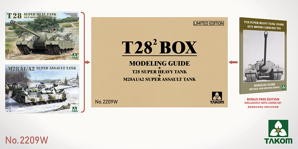 Takom 2209W 1:35 T28² Box (2 tanks + 68-page Modelling Guide)