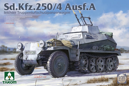 Takom TAK02211 1:35 Sd.Kfz.250/4 Ausf.A Anti-Aircraft Half-TrackLight troop air defence armoured half-track vehicle