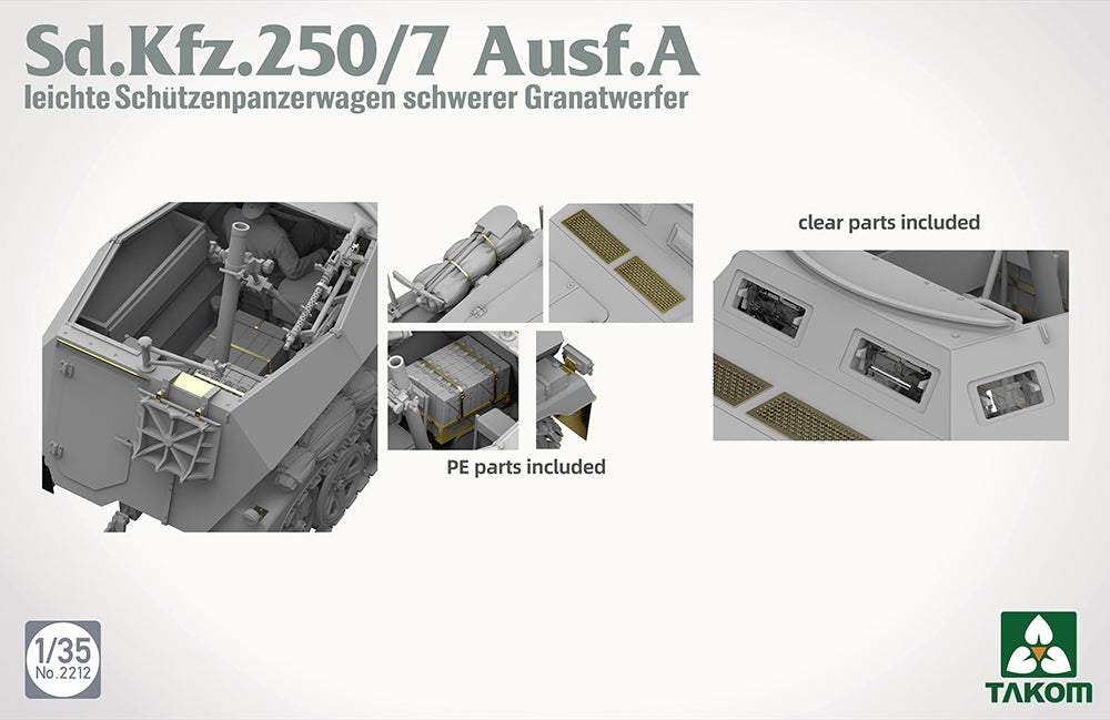 Takom TAK02212 1:35 German Army SdKfz 250/7 Ausf A Mortar Carrier Half-Track