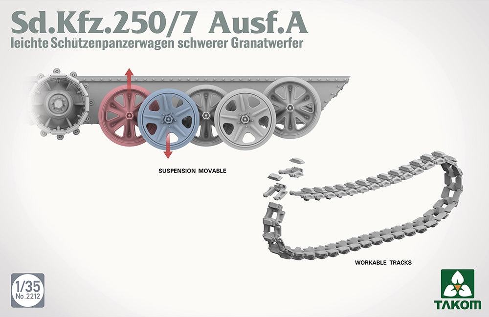 Takom TAK02212 1:35 German Army SdKfz 250/7 Ausf A Mortar Carrier Half-Track