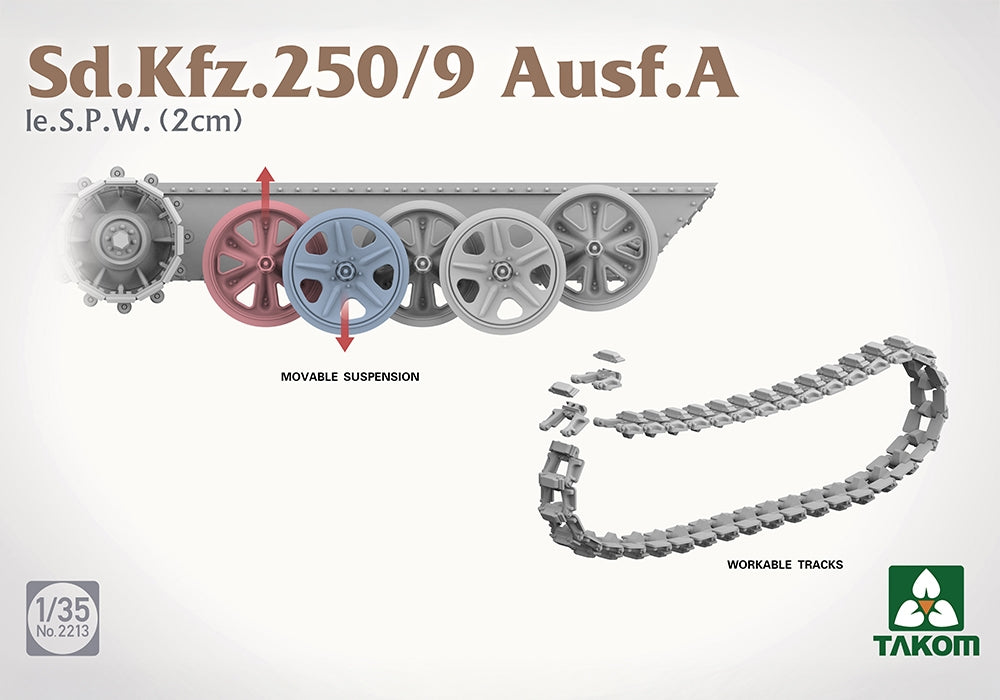 Takom 2213 1:35 Sd.Kfz.250/9 Ausf A le SPW (2 cm) Half-Track
