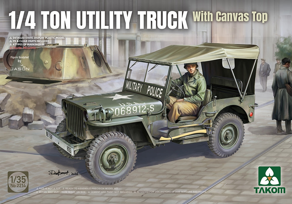 Takom 2214 1:35 US Army ¼-ton Utility Truck with Canvas Top