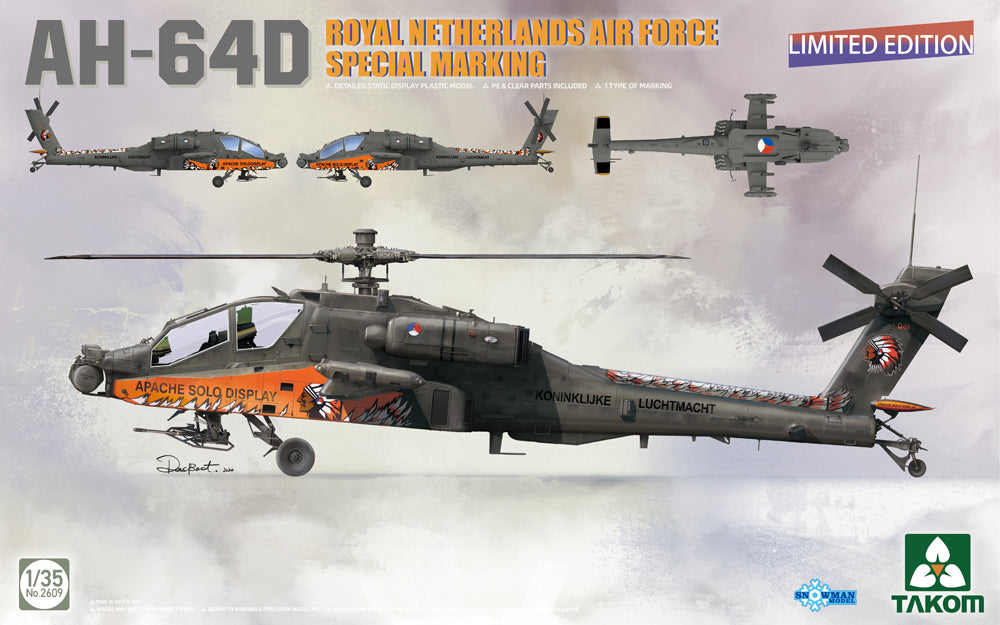 Takom 2609 1:35 Royal Netherlands Bell/Boeing AH-64D Apache Longbow Helicopter (Limited Edition)