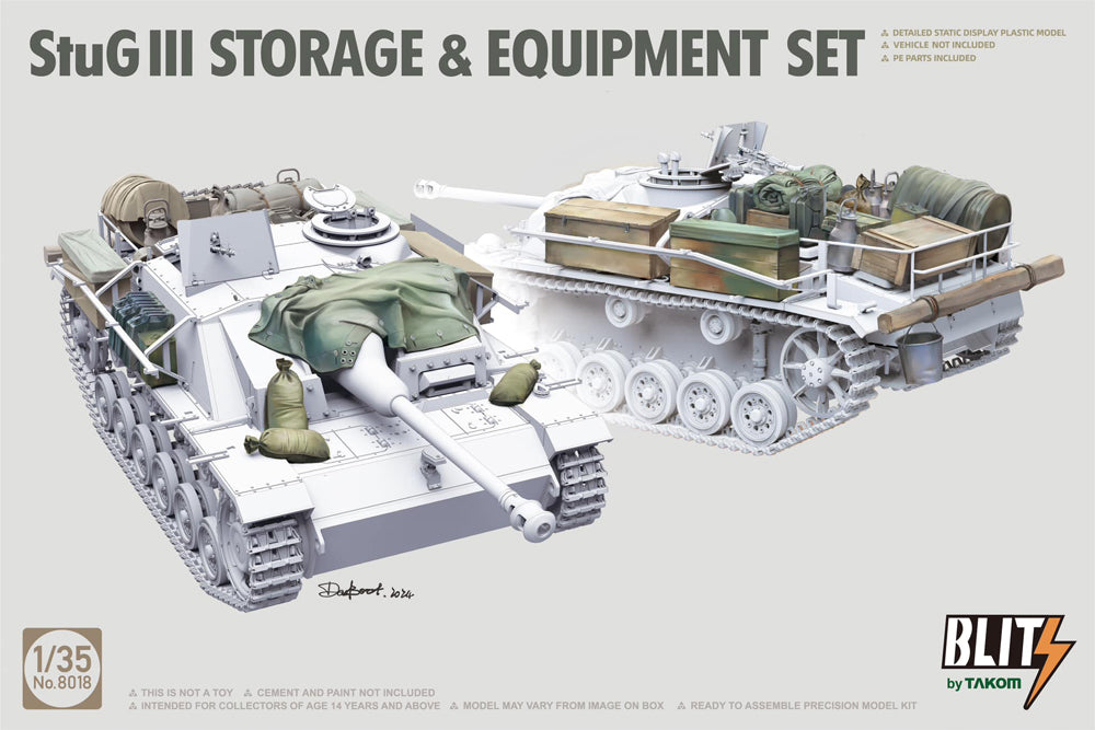 Takom 8018 1:35 German WWII Sturmgeschutz/StuG III Assault Gun Storage & Equipment Se