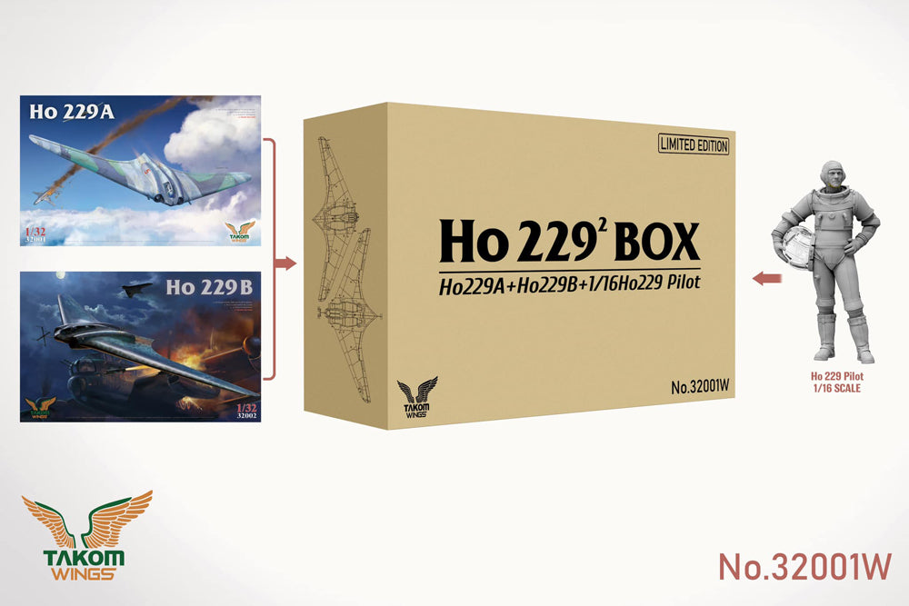 Takom Wings 32001W 1:32 Horten Ho-229A Double Box LE Ho-229A & Ho-229B + 1:16 Figure