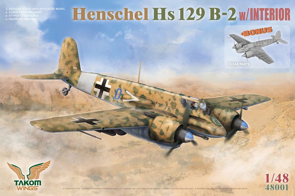 Takom Wings 48001 1:48 Henschel Hs-129B-2 Ground Attack Aircraft